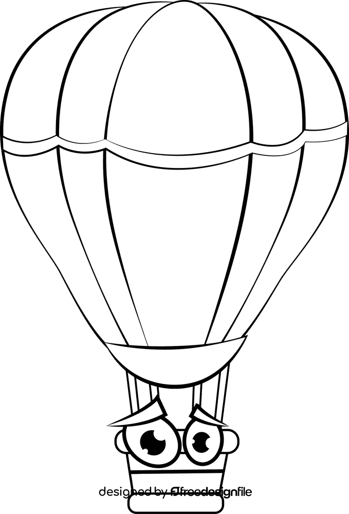 Funny Air Balloon black and white clipart