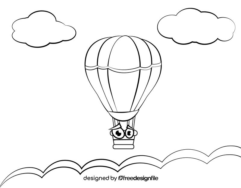 Funny Air Balloon black and white vector