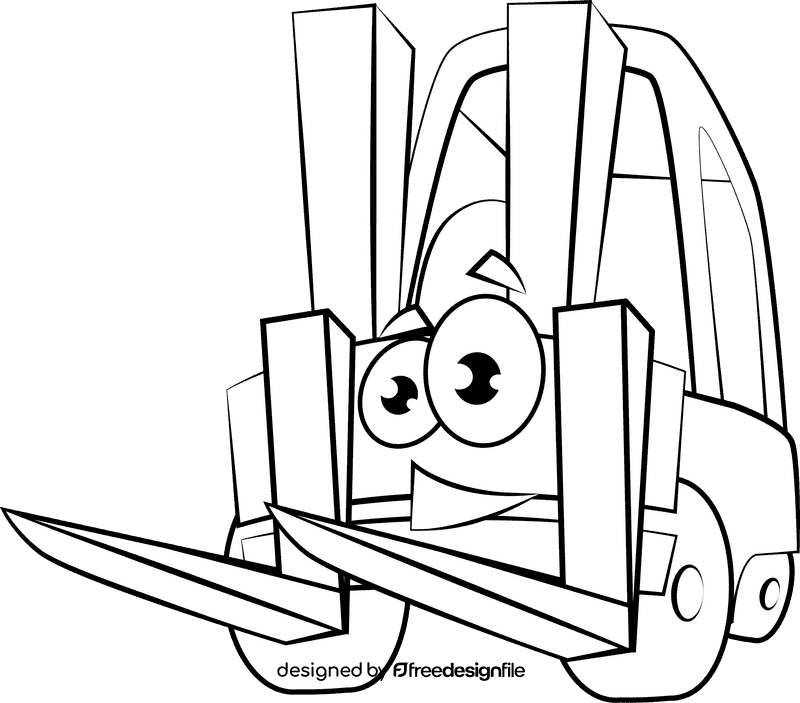 Funny Forklift black and white clipart