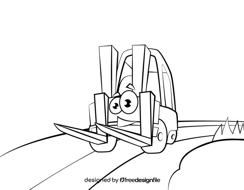 Funny Forklift black and white vector