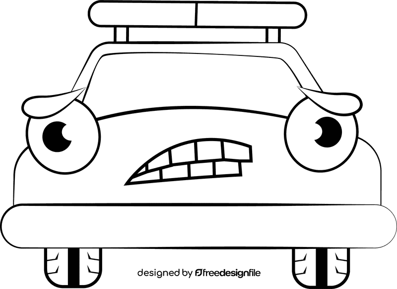 Funny Police Car black and white clipart