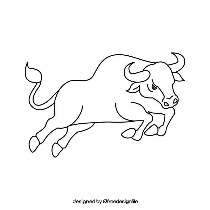 Spanish bull black and white clipart