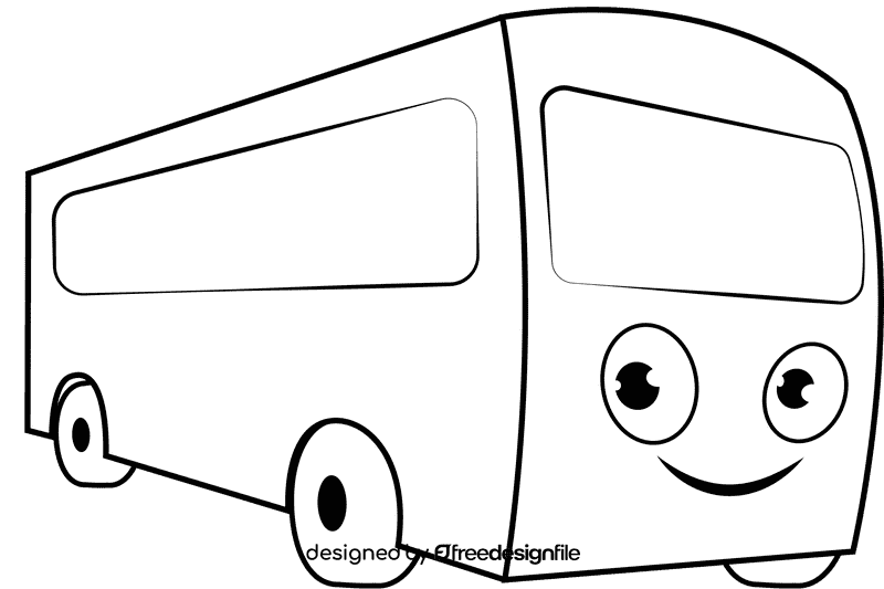 Funny Bus black and white clipart