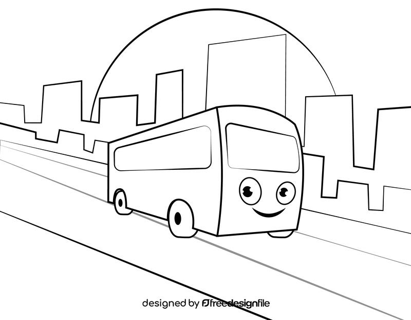 Funny Bus black and white vector