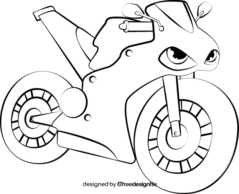 Funny Sport Bike black and white clipart