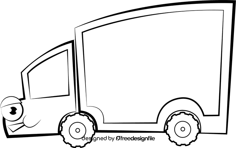 Funny Delivery Truck black and white clipart