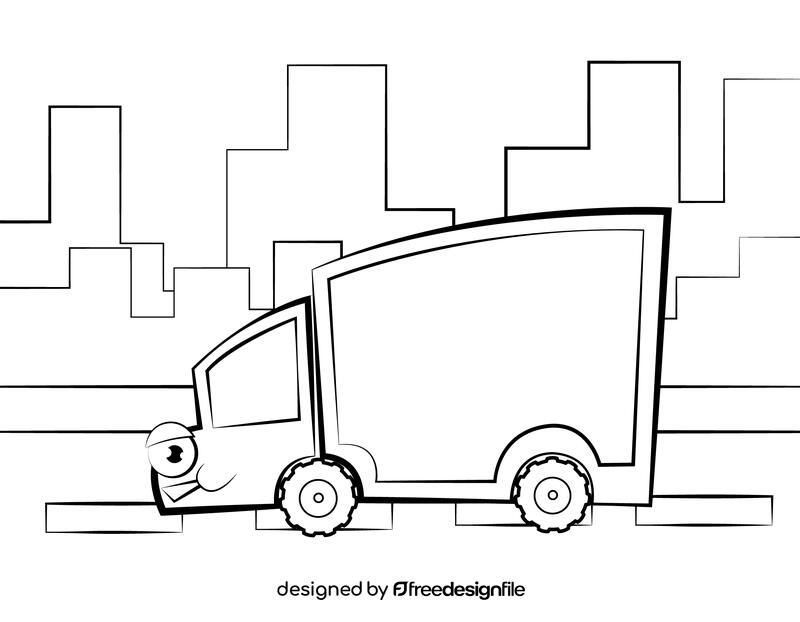 Funny Delivery Truck black and white vector