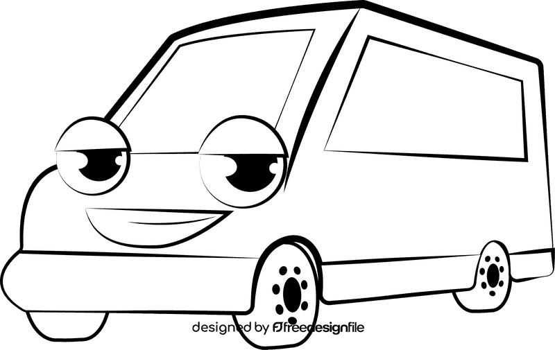 Funny Van black and white clipart