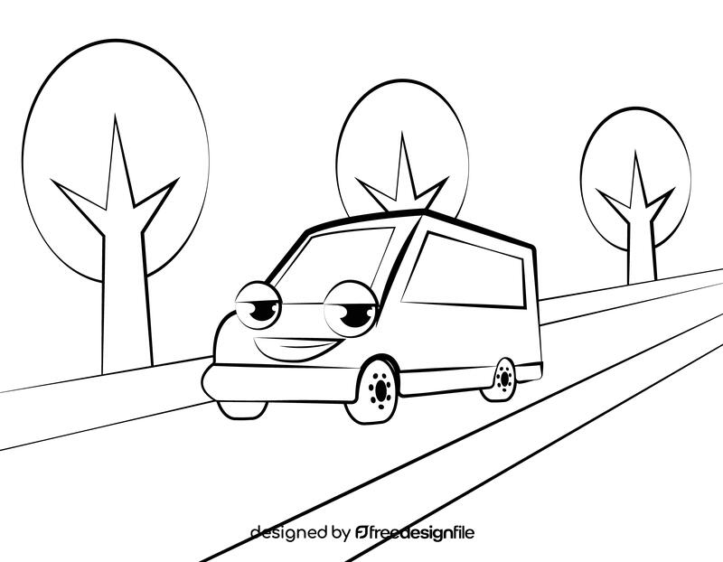 Funny Van black and white vector