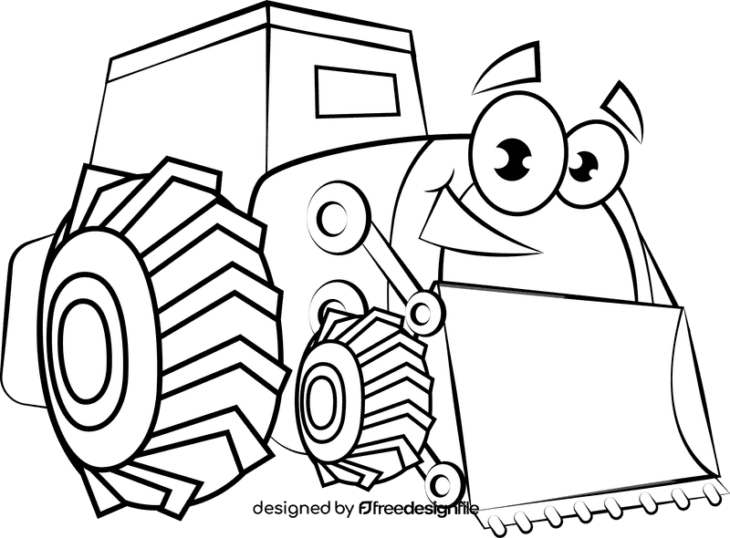 Funny Bulldozer black and white clipart