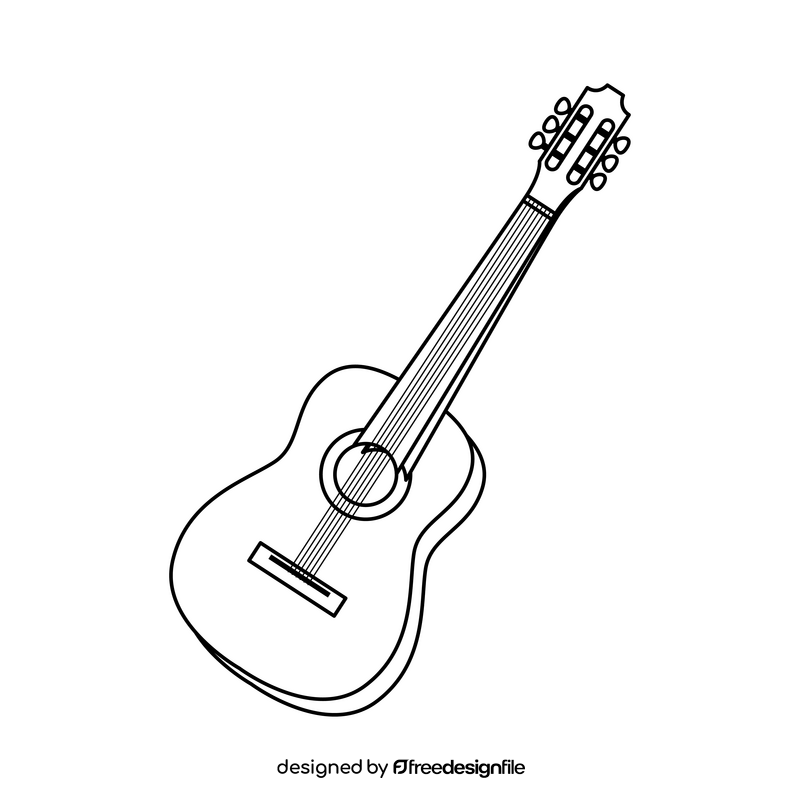 Spanish guitar black and white clipart
