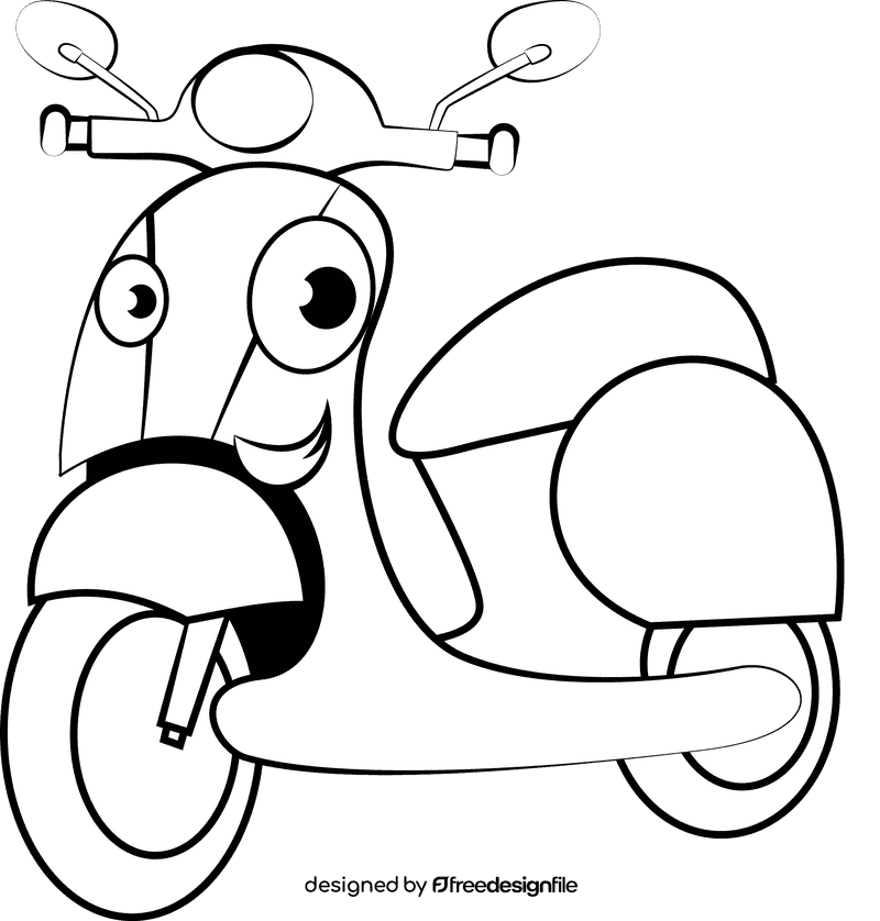 Funny Scooter black and white clipart