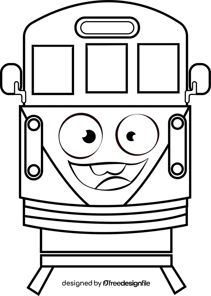 Funny Tram black and white clipart