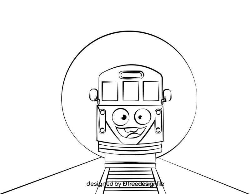 Funny Tram black and white vector