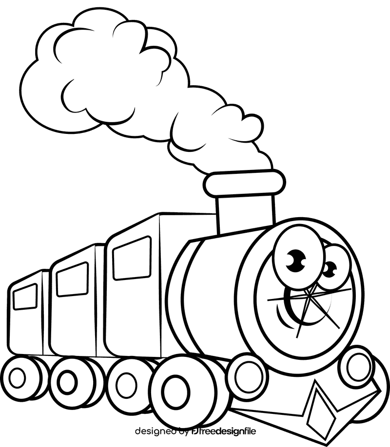 Funny Train black and white clipart