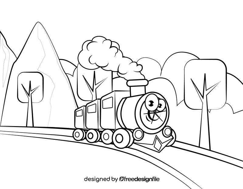 Funny Train black and white vector