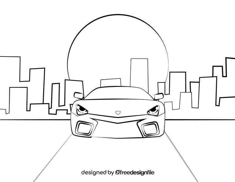 Funny Sports Car black and white vector