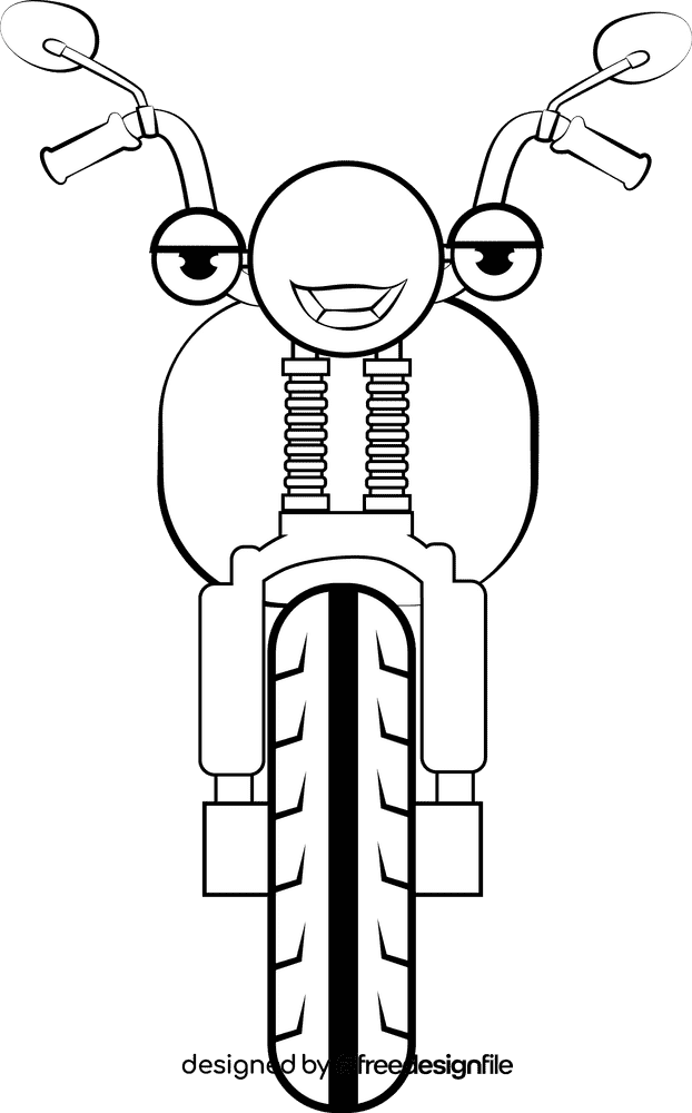 Funny Motorcycle black and white clipart