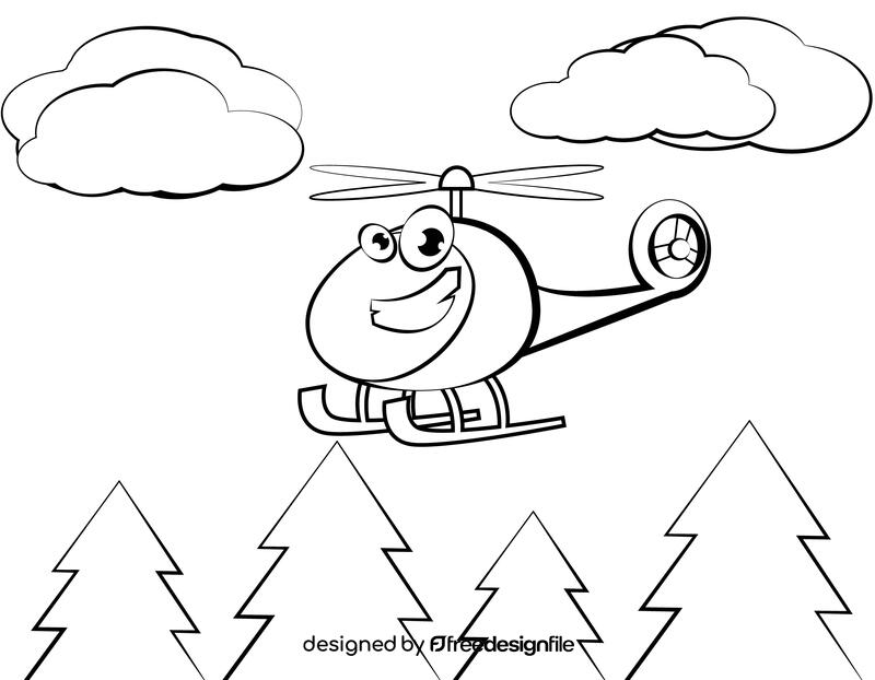 Funny Helicopter black and white vector