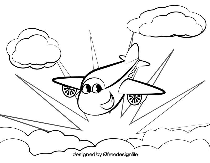 Funny airplane black and white vector