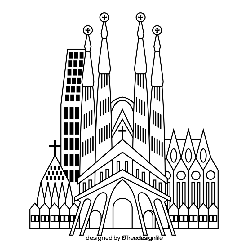 Sagrada Familia black and white clipart