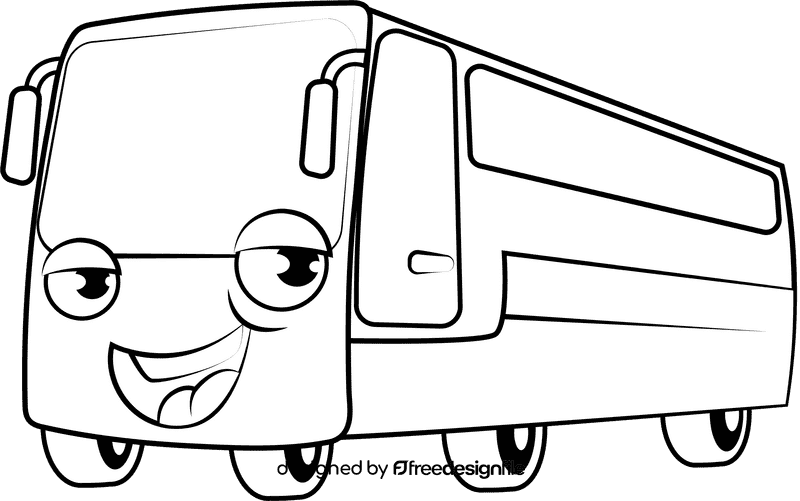 Funny Airport Bus black and white clipart