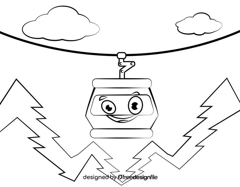 Funny Cable Car black and white vector