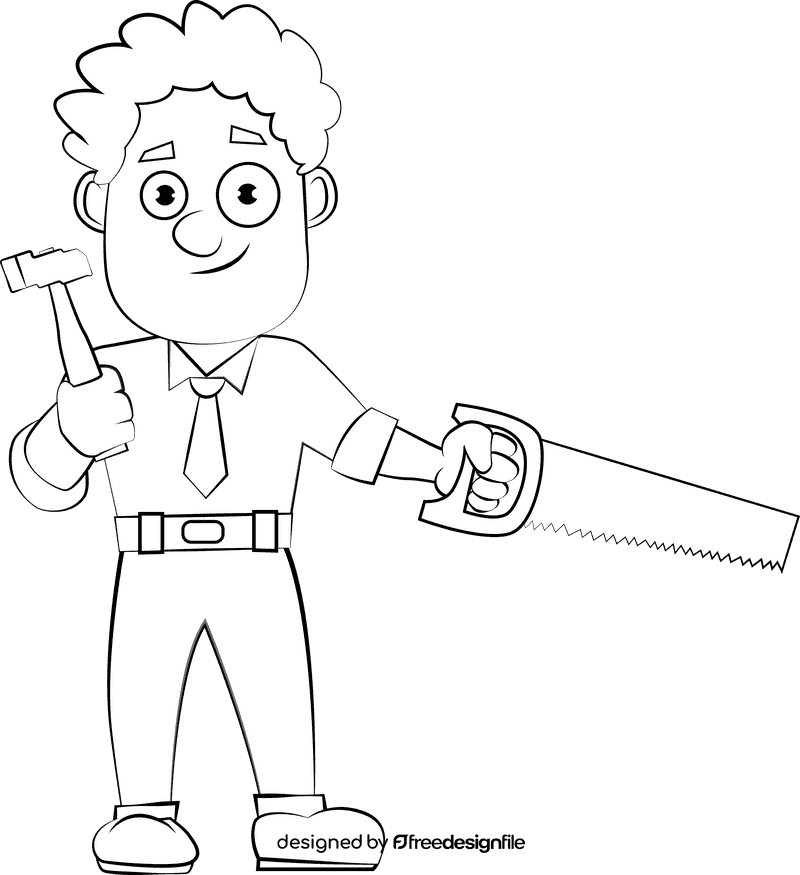 Handyman black and white clipart