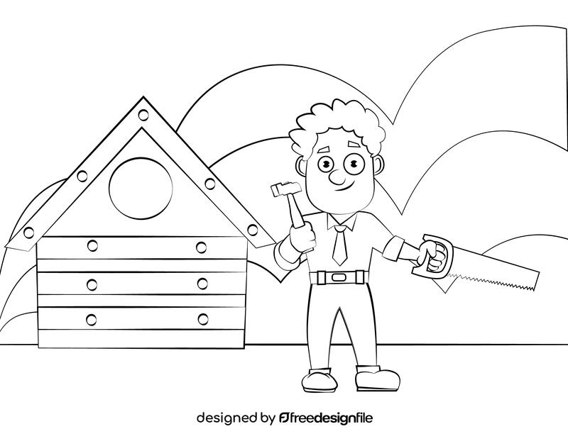 Handyman black and white vector