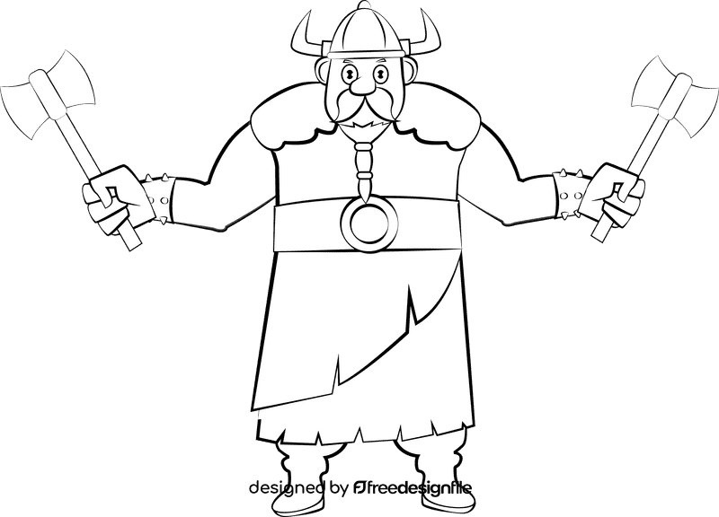 Cute Viking black and white clipart