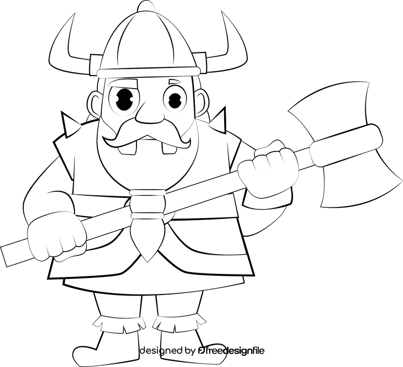 Funny Viking black and white clipart