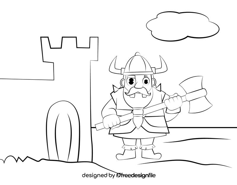 Funny Viking black and white vector