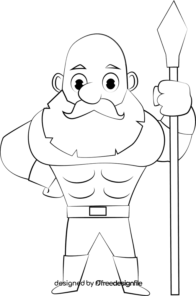 Funny Warrior black and white clipart