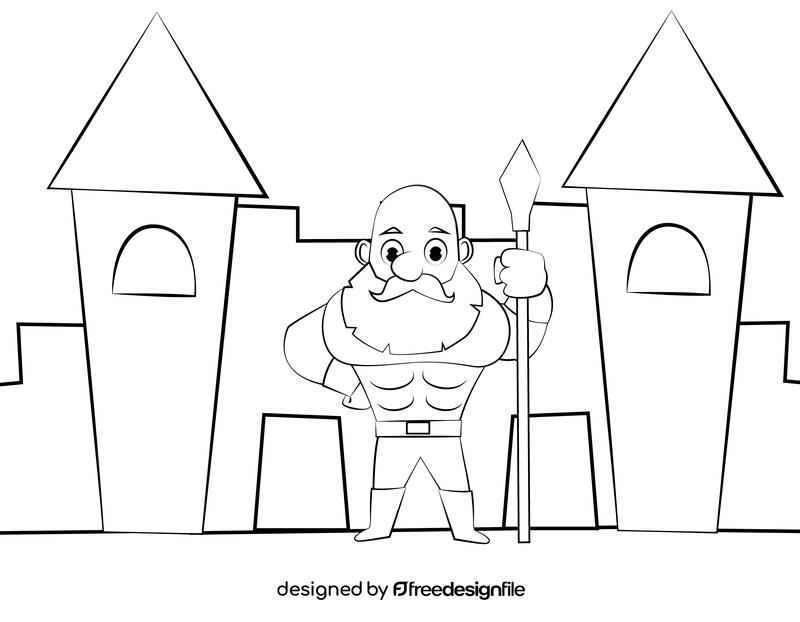 Funny Warrior black and white vector