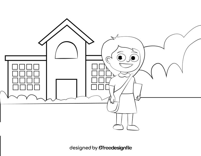 Cute Student black and white vector