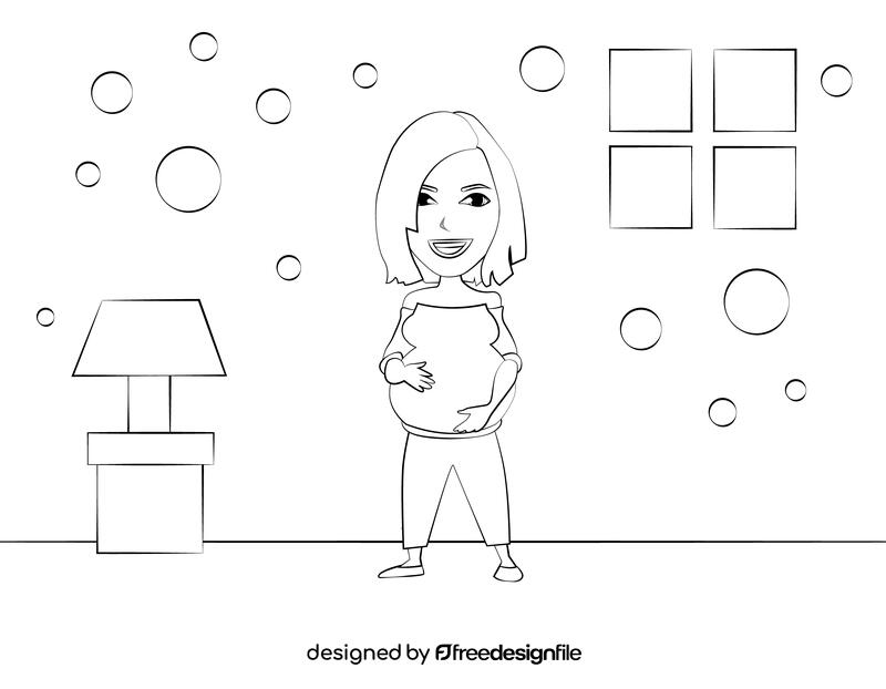 Cute Woman black and white vector