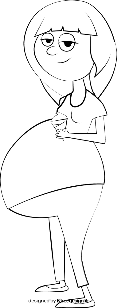 Funny Pregnant Woman black and white clipart