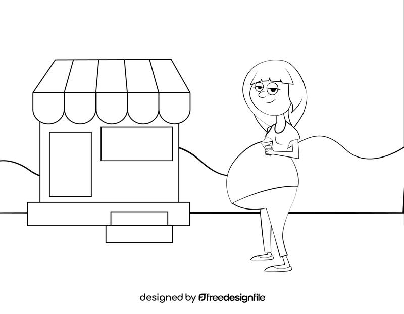 Funny Pregnant Woman black and white vector