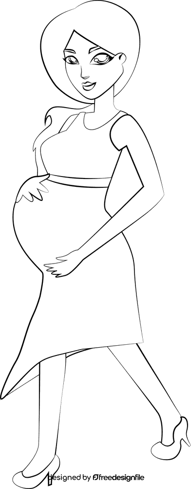 Pregnant Woman black and white clipart