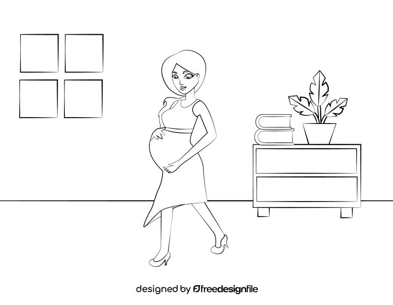 Pregnant Woman black and white vector