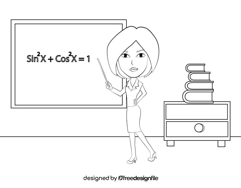 Teacher black and white vector