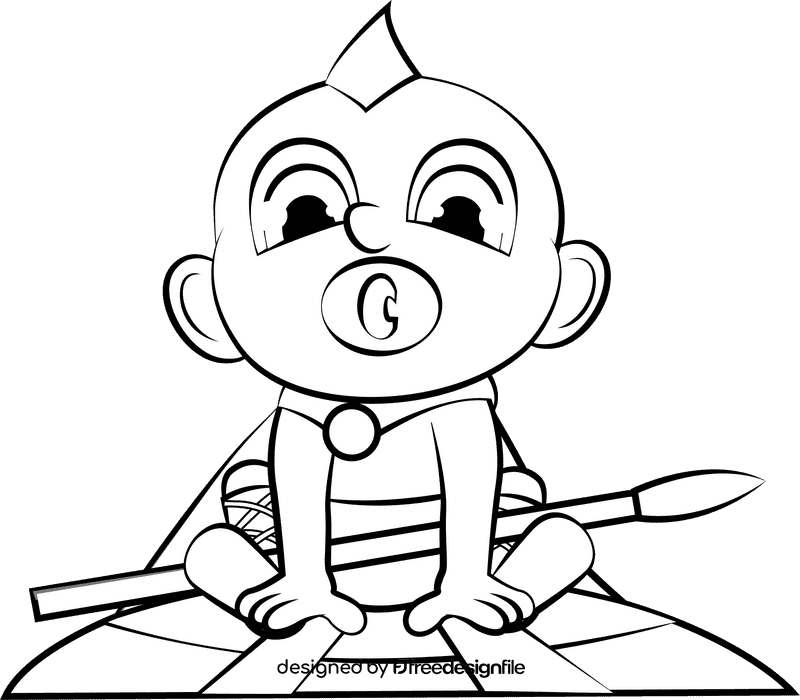 Cute Spartan black and white clipart