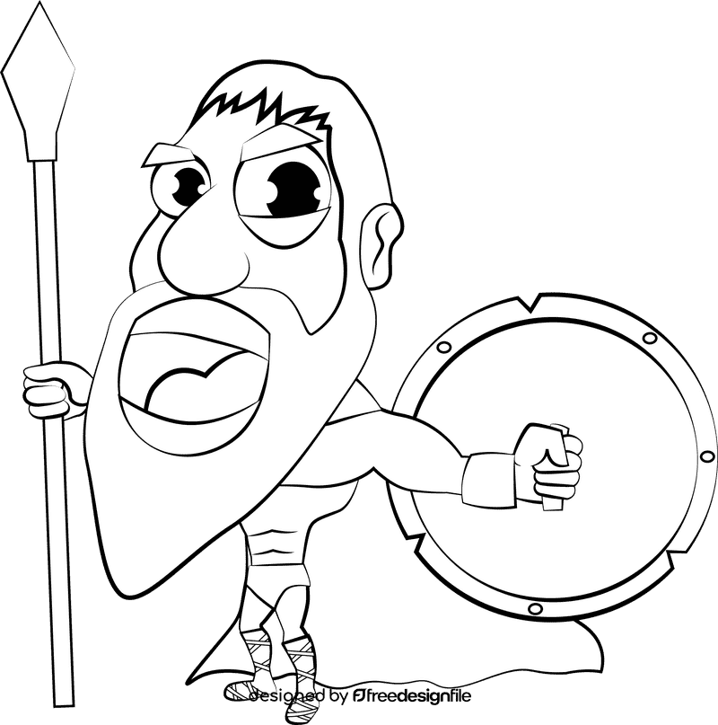 Funny Spartan black and white clipart