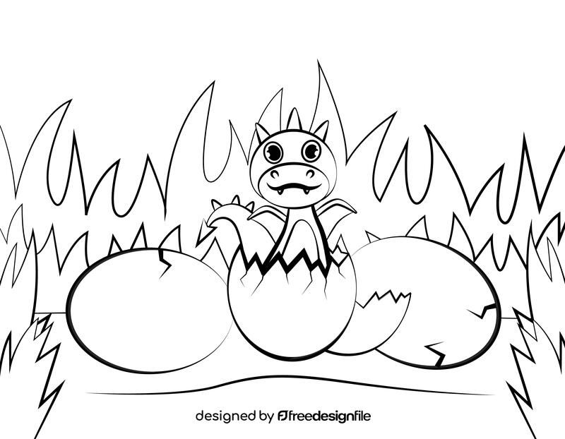 Cute Dragon black and white vector