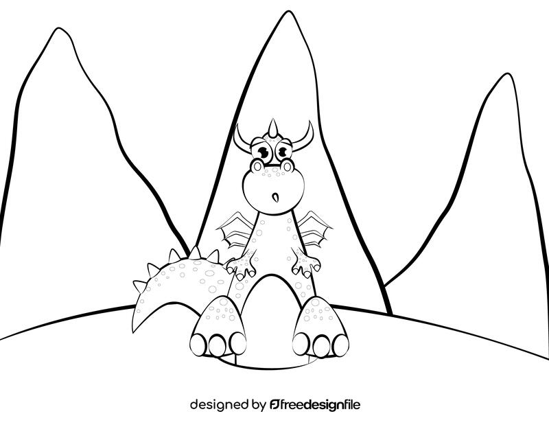 Funny Dragon black and white vector