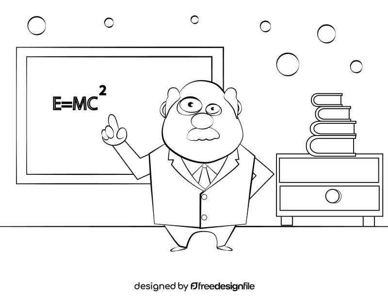 Funny Teacher black and white vector