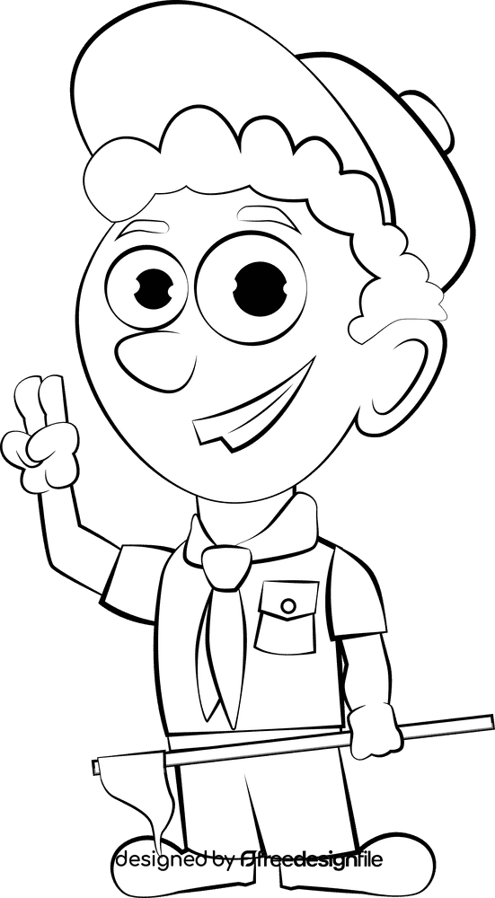 Cute Boy Scout black and white clipart