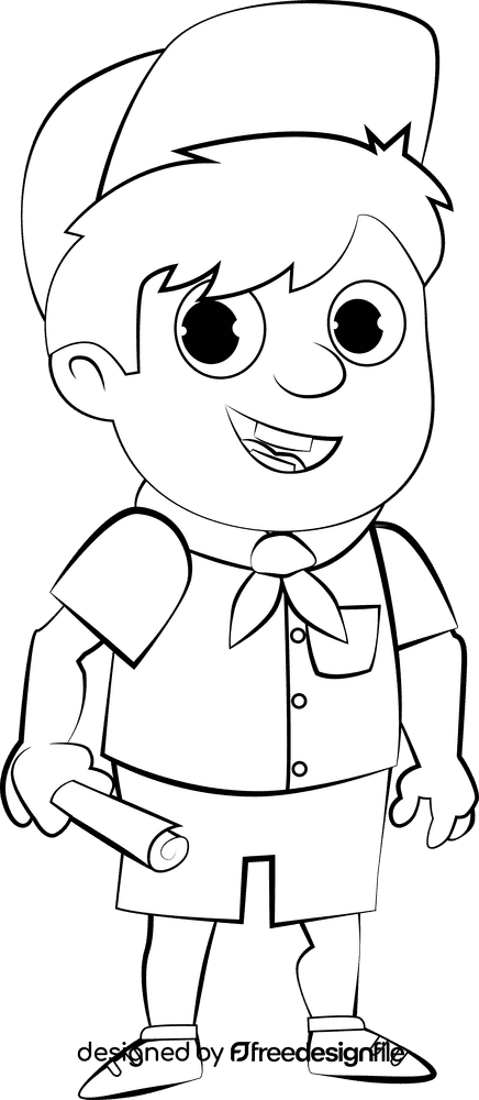 Funny Boy Scouts black and white clipart