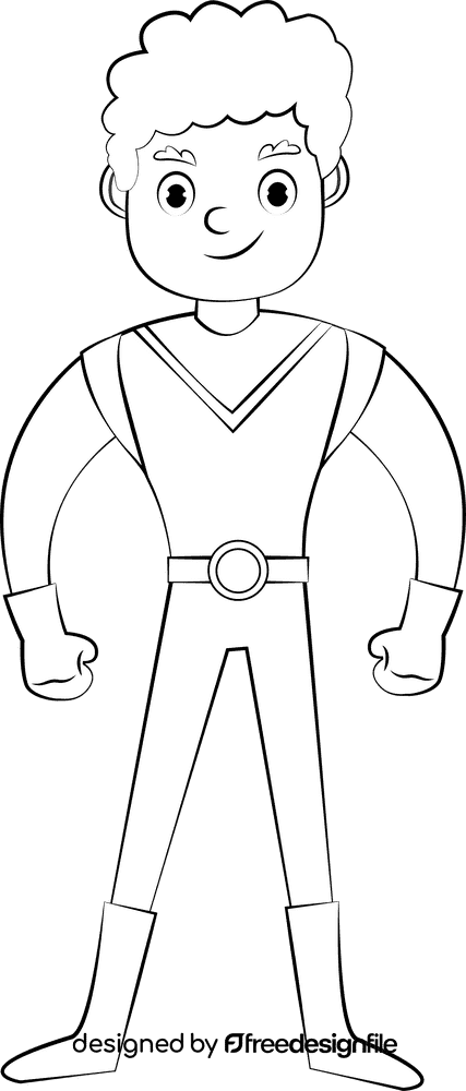 Cute Superhero black and white clipart