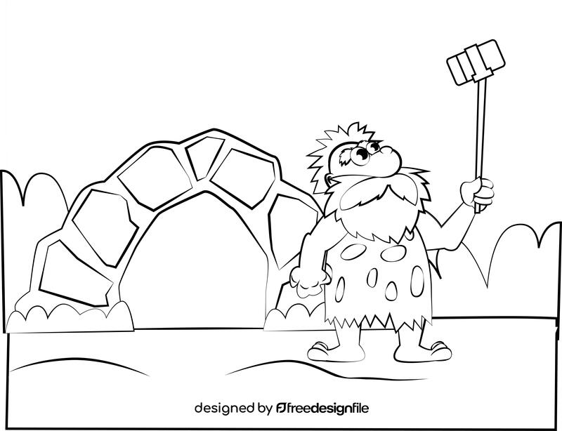 Caveman black and white vector